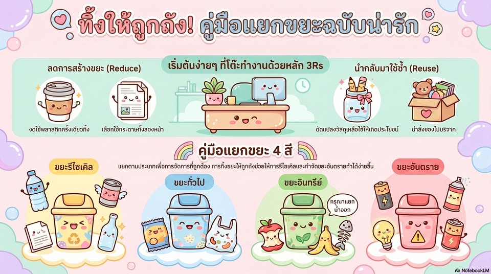 สำนักงานพัฒนาชุมชนอำเภอกุสุมาลย์ : ชวนทุกคนมาเรียนรู้วิธีแยกขยะแบบฉบับเข้าใจง่าย เพื่อลดปริมาณขยะในสำนักงาน ด้วยหลัก 3Rs